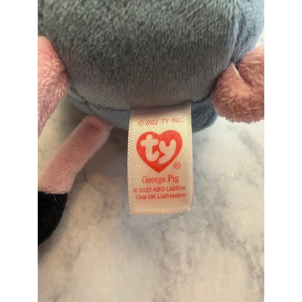 Ty Peppa Pig George Pig Plush Set of 2 Bananas and George w/ Dinosaur Pink Blue